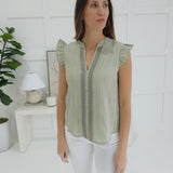 Walk The Line Top - Olive