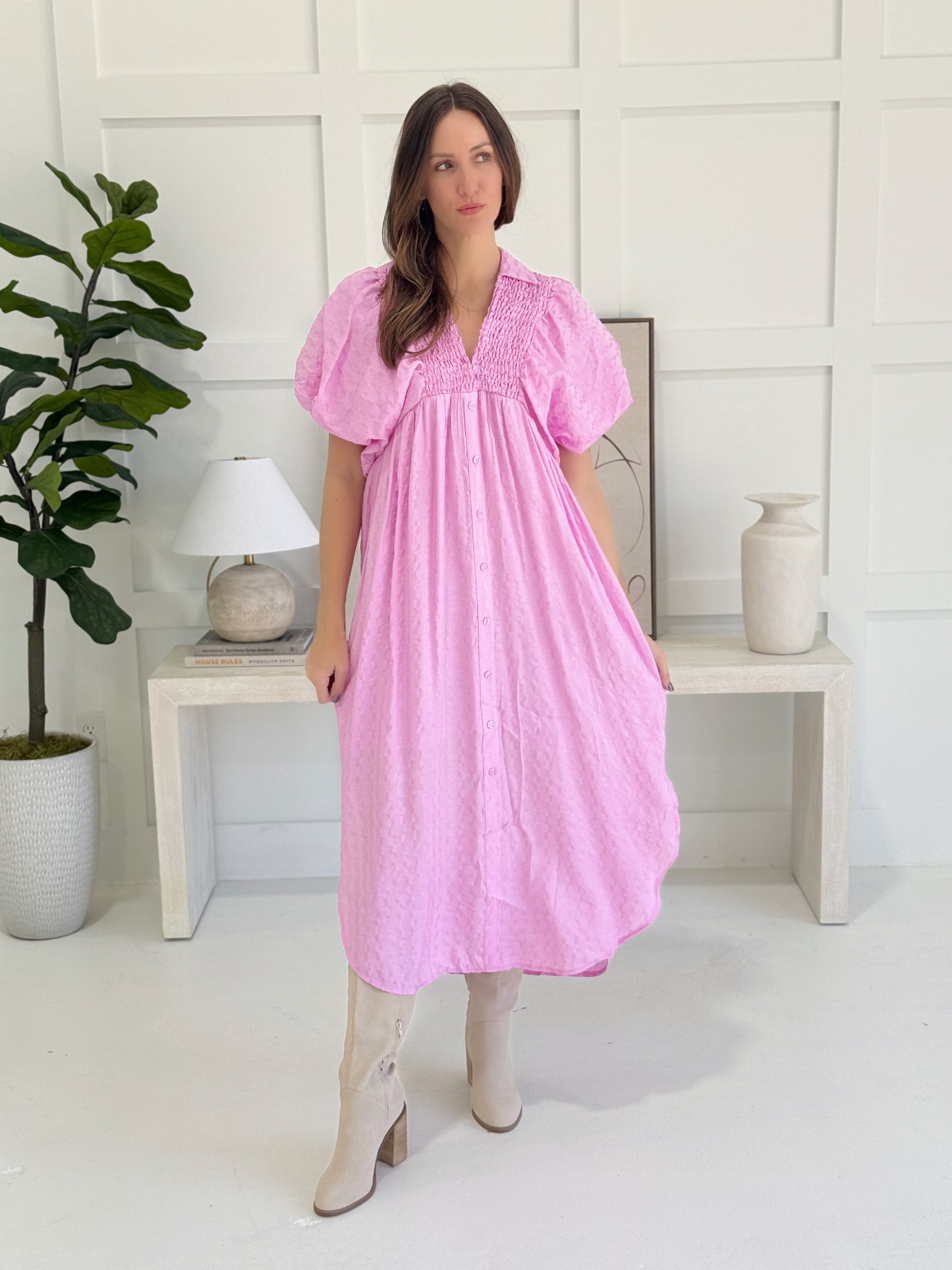 Darcy Midi Dress - Pink