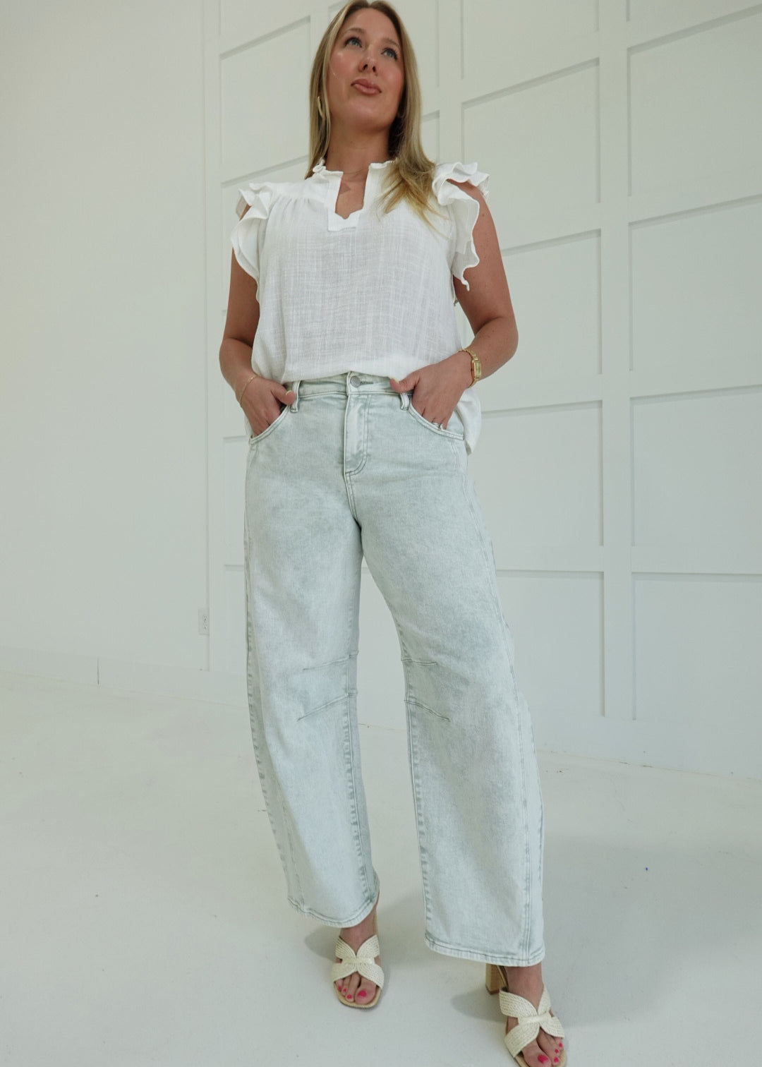 Done Deal Barrel Jeans - Pistachio