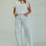 Done Deal Barrel Jeans - Pistachio