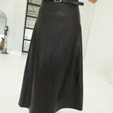 Collins Leather Skirt - Choco