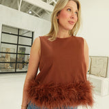 Raina Feathered Top - Toffee