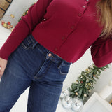 The Caroline Cardigan - Cabernet