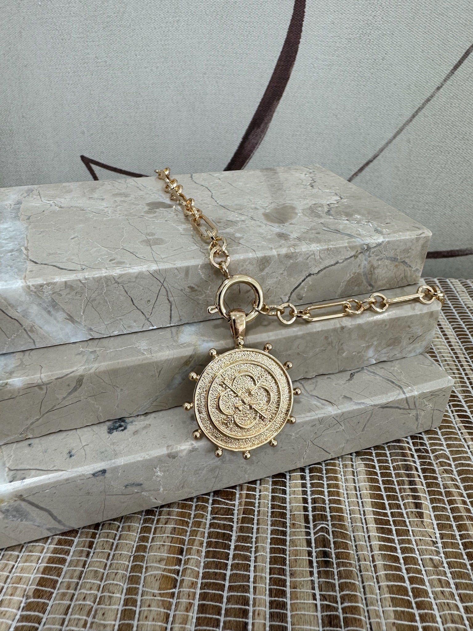 Clover Coin Pendant Necklace