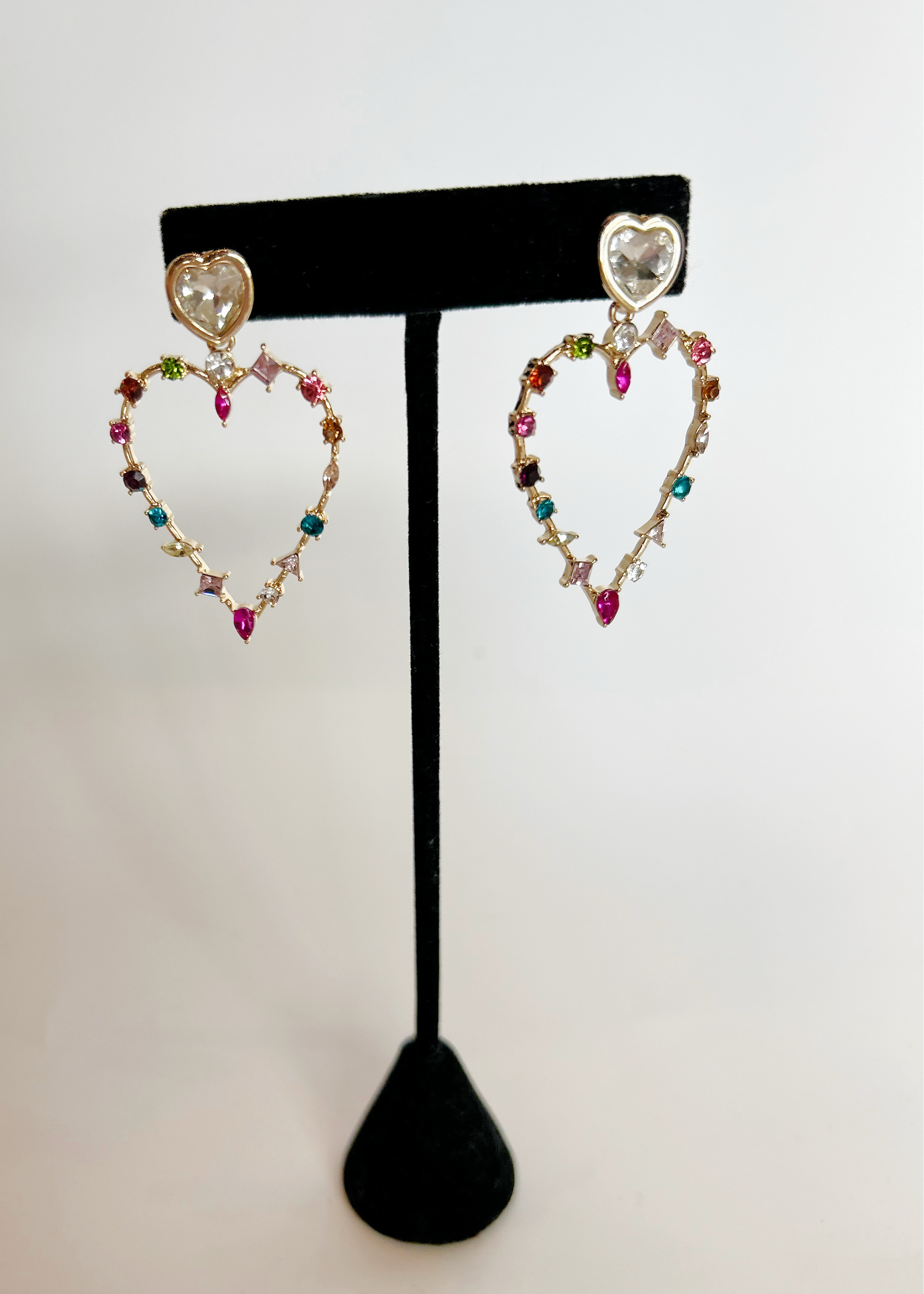 Gem Stone Heart Earrings