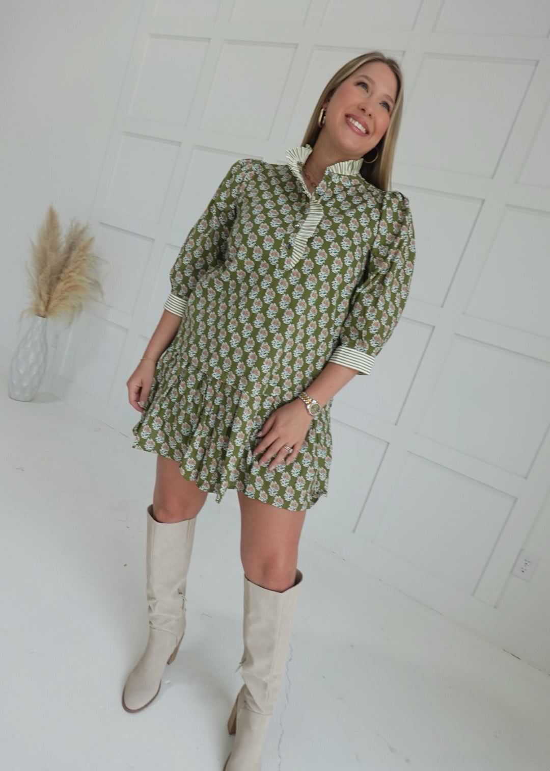 Breakers Floral Dress - Olive