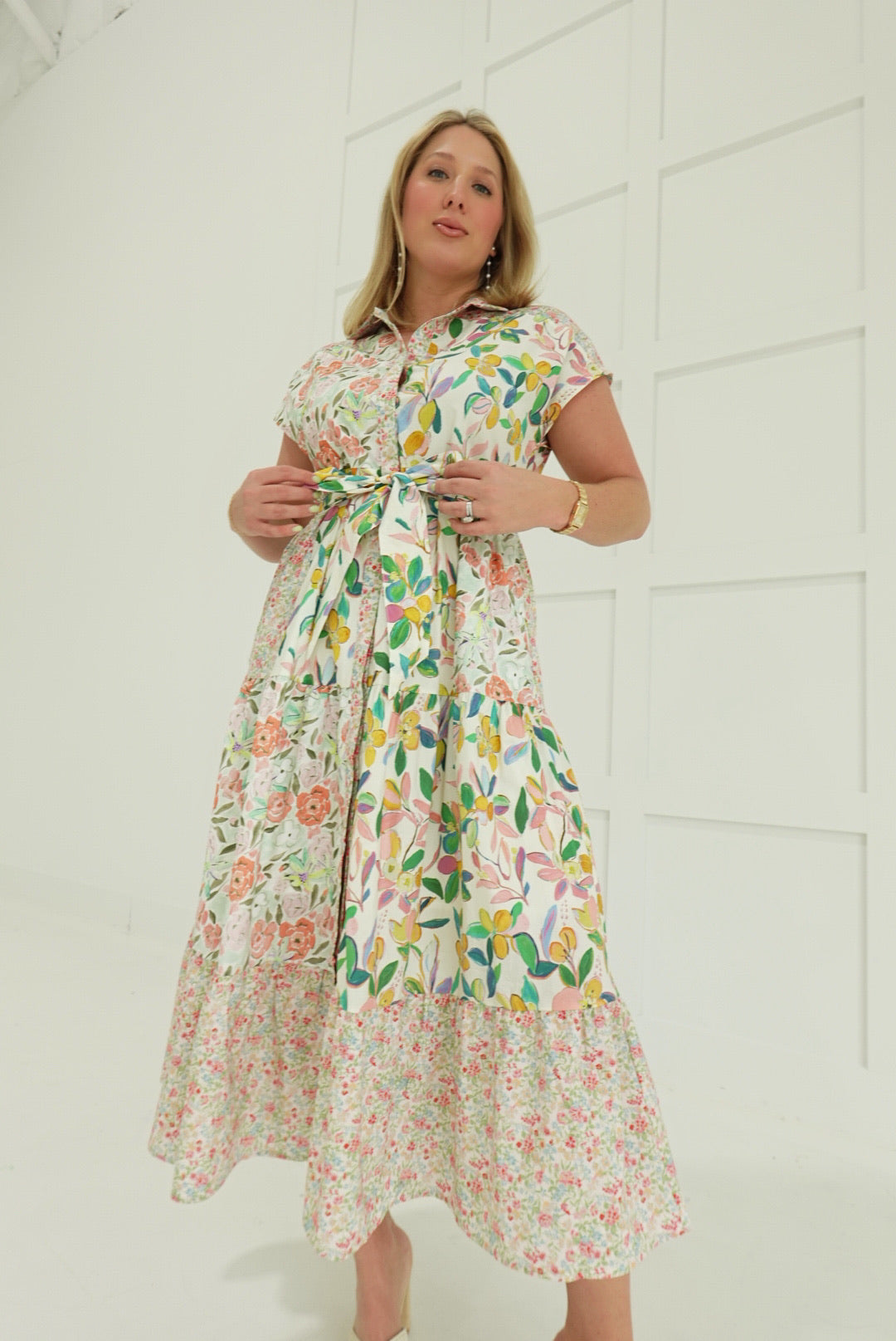 mix print midi dress Mixed Print Midi Dress Stylish & Chic MULTI Print / XL