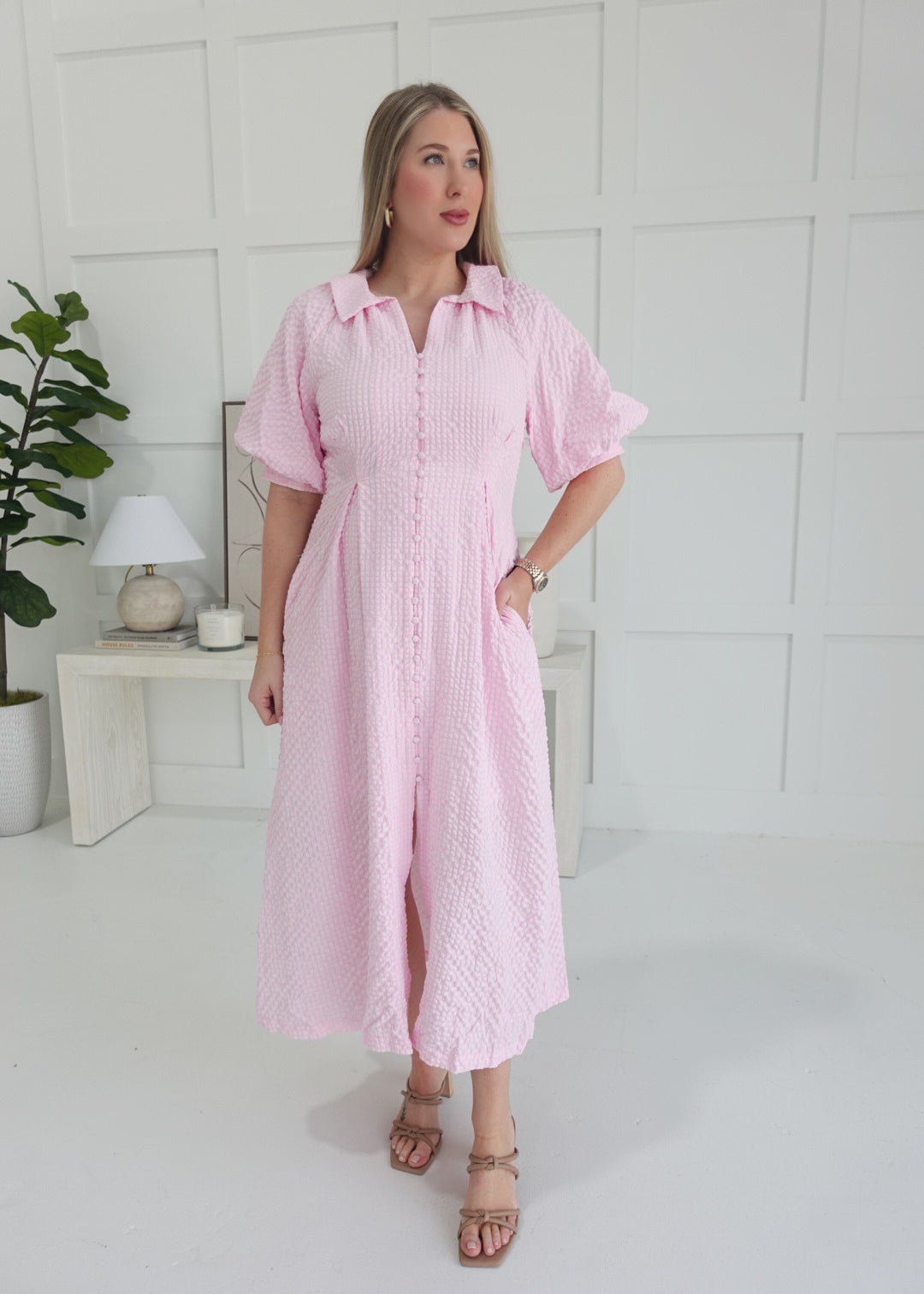 Forget Me Not Midi Dress - Pink