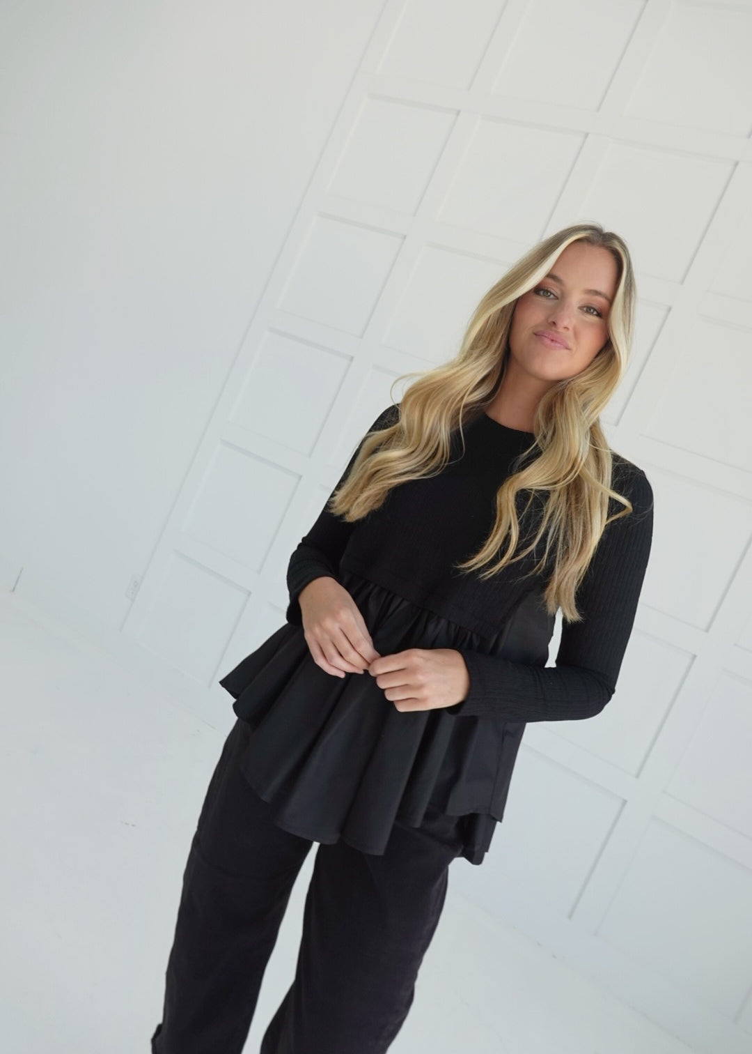 Kitt Poplin Top - Black