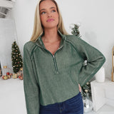 Dyers Half-Zip Sweater - Dk Green