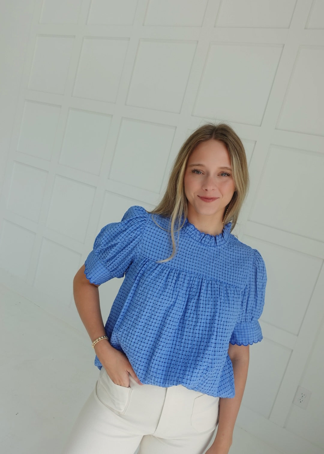 Gracie Gingham Top - Blue