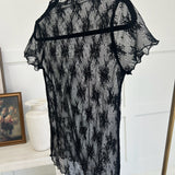 Short Sleeve Lace Top - Black