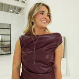 Socialite Leather Top - Burgundy