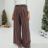 Plaid To Be Here Pants - Mauve/Black