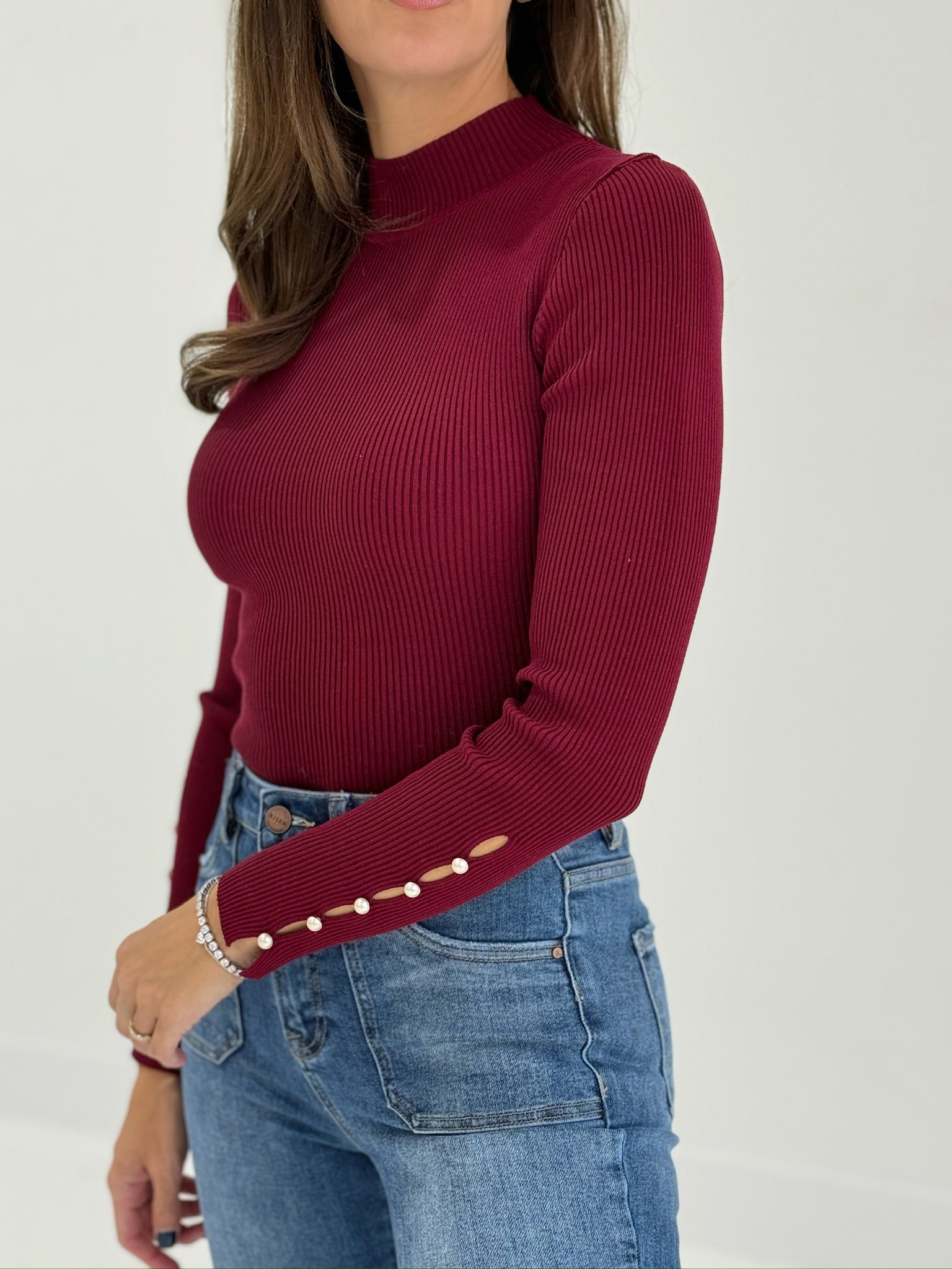 Maley Pearl Top - Oxblood sbs