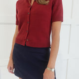 Marg Short Sleeve Cardigan - Burgundy