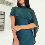 McCallan 52 Cape Dress - Hunter Green