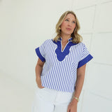 Hemingway Striped Top - Lt Blue