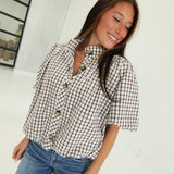 Plaid With Envy Top - Brown