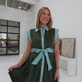 Marlowe Multimedia Dress - Hunter Green