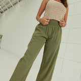 Marna Smocked Pants - Olive