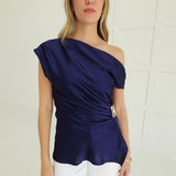 Celeste Satin Top - Navy