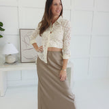 Elegant Evenings Maxi Skirt - Mocha