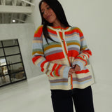 Frenzy Striped Cardigan - Orange Multi