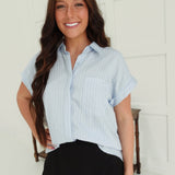 Penny Pinstripe Top - Blue