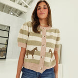 Saddle Knit Cardi Top - Blush