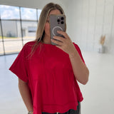 Exposed Seam Tee - Ruby
