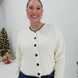 Clancy Contrast Cardi - Cream