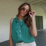 Serene Sleeveless Blouse - Forest