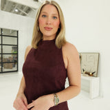 Yasmeen Suede Top - Burgundy