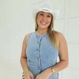 Knitted Cowgirl Hat - White