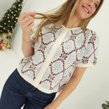 Nelly Sweater Cardi - Ivory Merlot Floral