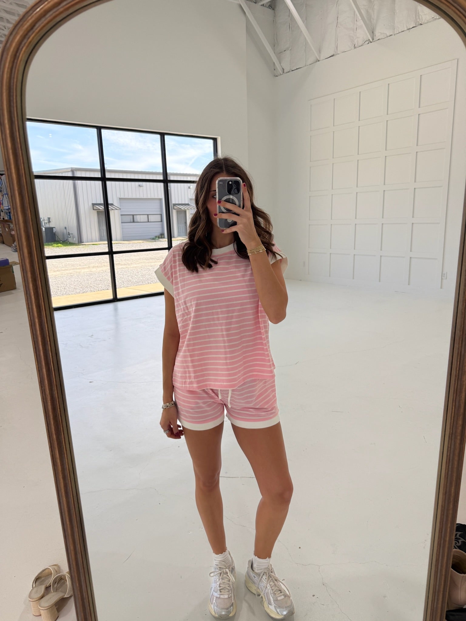 Breezy Striped Set - Dk Pink