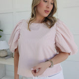 Penelope Pinstripe Top - Pink