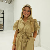 Mona Drawstring Dress - Tan