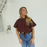 Close Call Blouse - Wine
