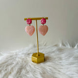 Acetate Heart Earrings - Pink