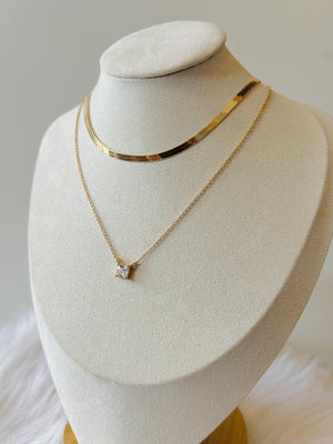 Herringbone + Pendant Necklace Set