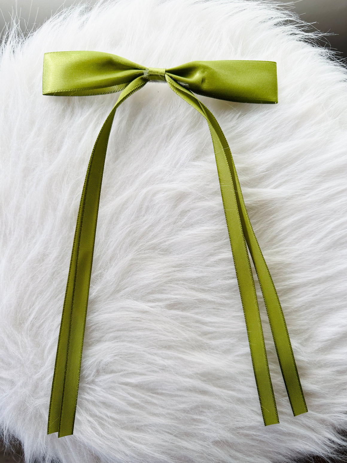 Long Bow Hair Clip - Olive
