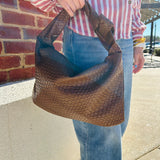 Knotted Handle Handbag - Brown