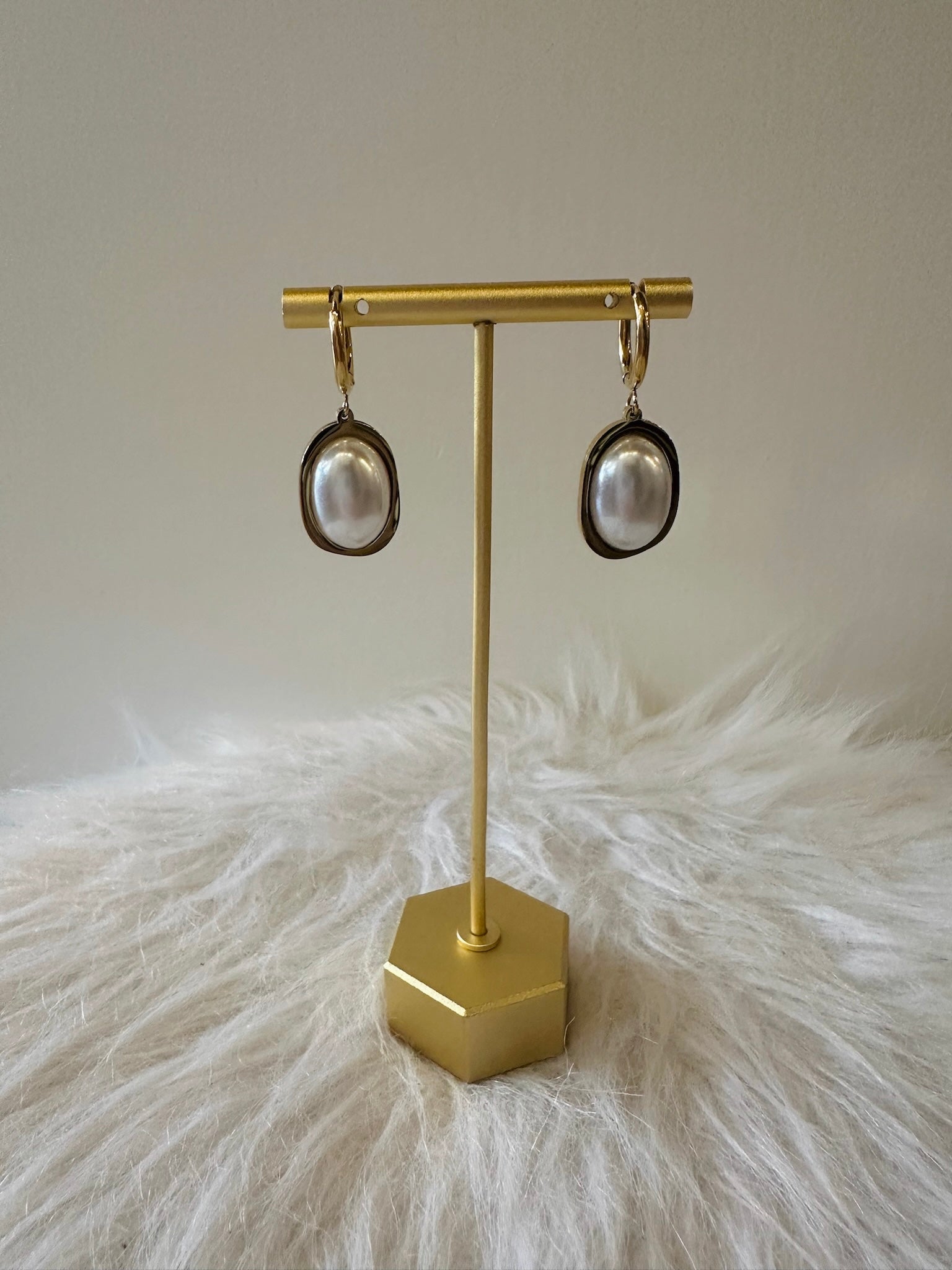 Hoop Drop Pearl Earrings