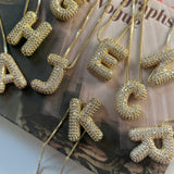 Bubble Pave Initial Necklace