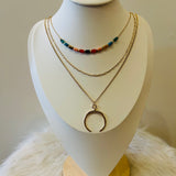 Layered Bead + Crescent Necklace