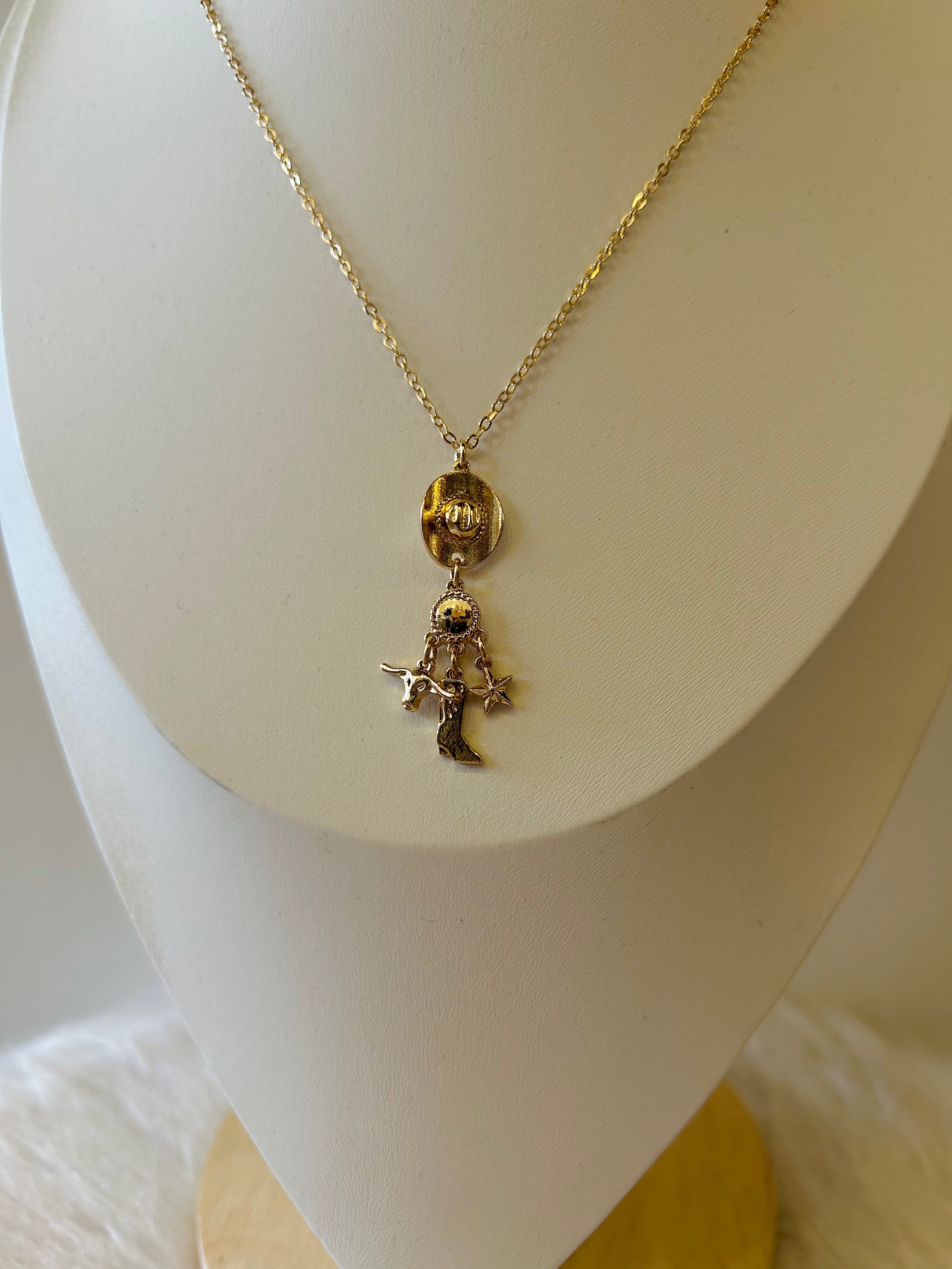 Mixed Western Drop Charm Necklace