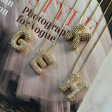 Bubble Pave Initial Necklace