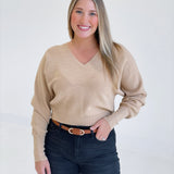 Henley Sweater Top - Taupe